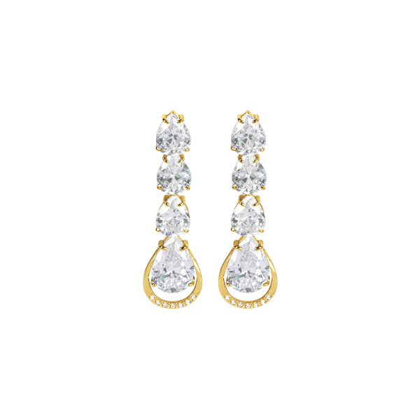 Jacques Lemans SE-O210B Damen Ohrringe Ohrstecker Sterlingsilber vergoldet mit White Topaz